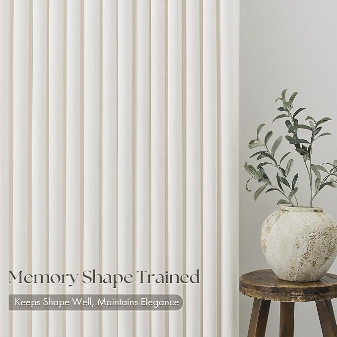 Natural Linen Pinch Pleated 84 Inch Long Curtains 4 Panels Set - Image 4