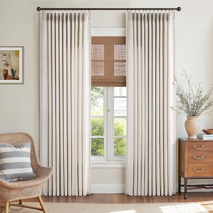 ANRODUO Memory Trained Pinch Pleated Curtains 96 Inches Long, Viral Linen Pinch - Image 2