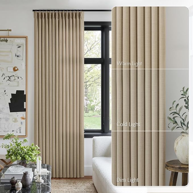 Burlywood Birch Linen Semi Sheer 112 Inch Curtains - Image 9