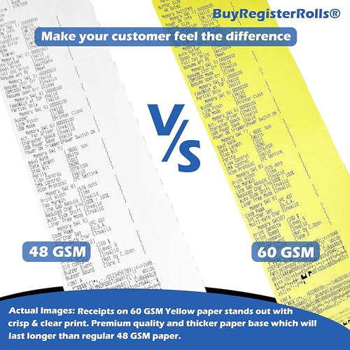 3 1/8 x 230 Yellow Thermal Paper Receipt Rolls fits all Clover POS Cash - Image 2