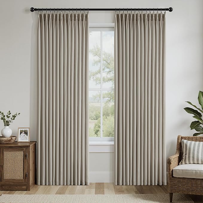 Memory Trained Pinch Pleated Curtains 92 Inches Long, Viral Linen Pinch Pleat - Image 2
