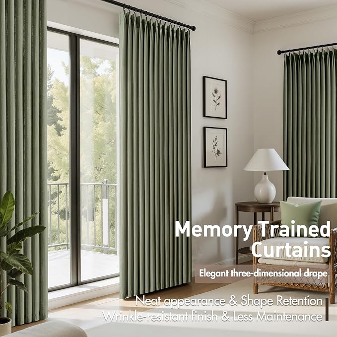 Memory Trained Pinch Pleated Curtains 108 Inches Long, Linen Pinch Pleat Sheer - Image 3