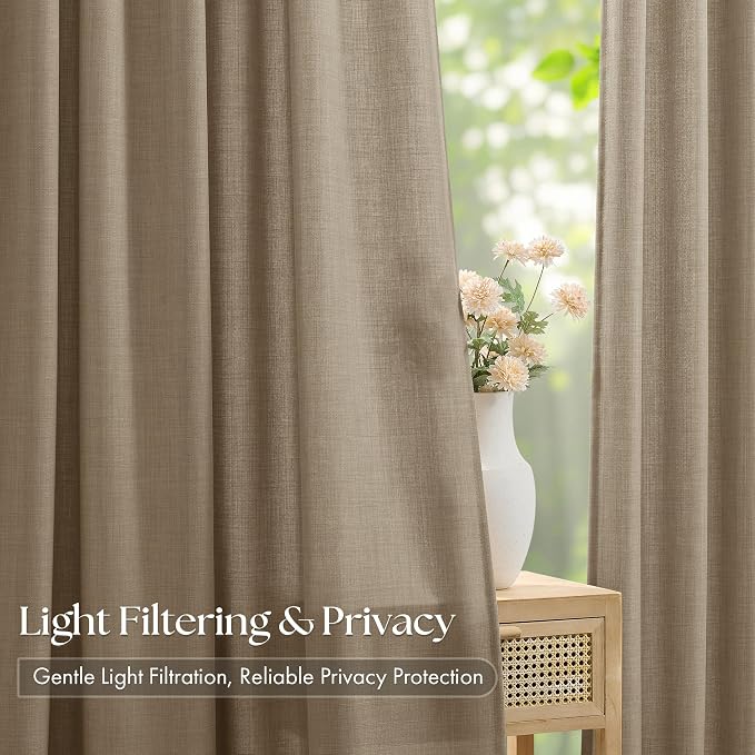 Extra Long 108 Inch Pinch Pleated Living Room Curtains 4 Panels Set, Light - Image 3