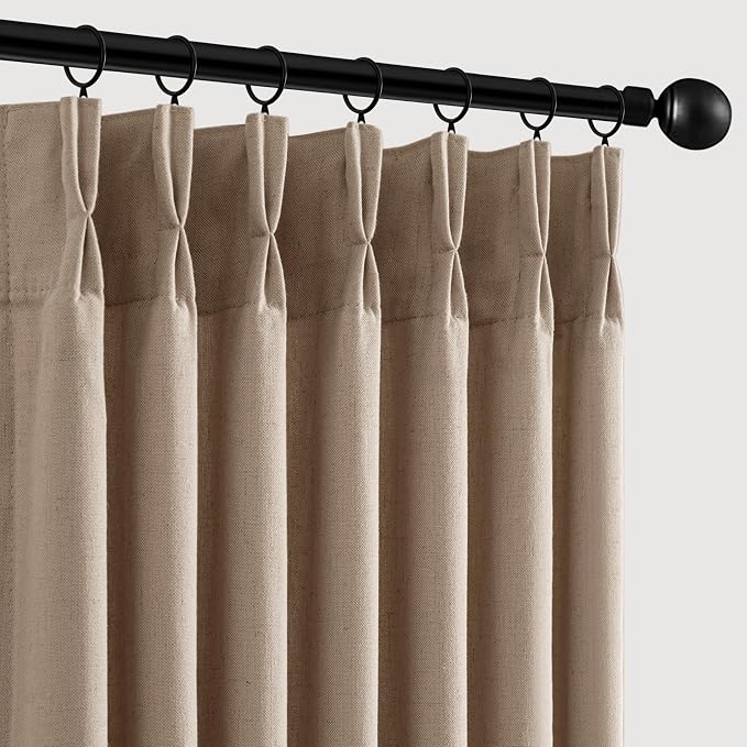 Memory Trained Pinch Pleated Curtains 92 Inches Long, Viral Linen Pinch Pleat by ANRODUO