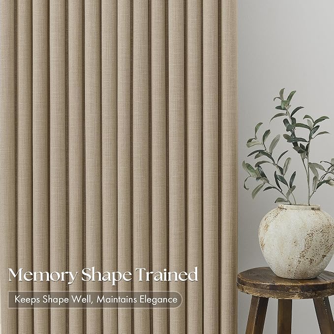 Burlywood Birch Linen Semi Sheer 112 Inch Curtains - Image 4