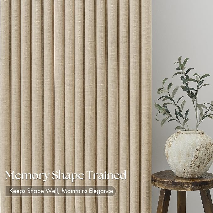 Extra Long 108 Inch Pinch Pleated Living Room Curtains 4 Panels Set, Oatmeal - Image 4