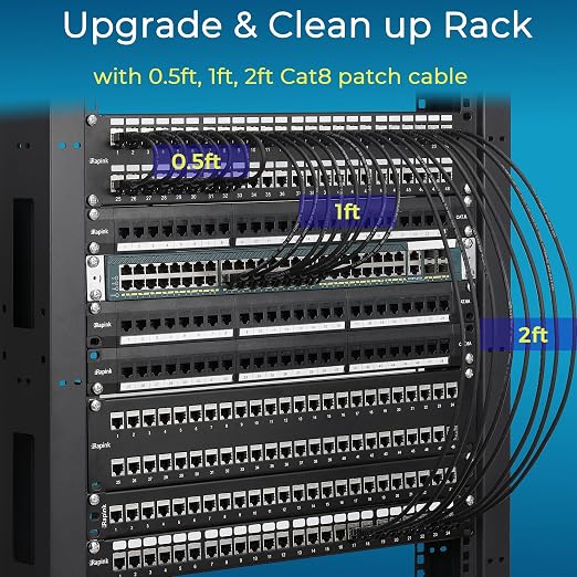 Rapink Patch Cables Cat8 1ft 10 Pack Slim, Cat8 Ethernet Patch Cable 40G Support - Image 6