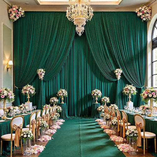 20ft x 15ft Hunter Green Backdrop Curtains - Image 2