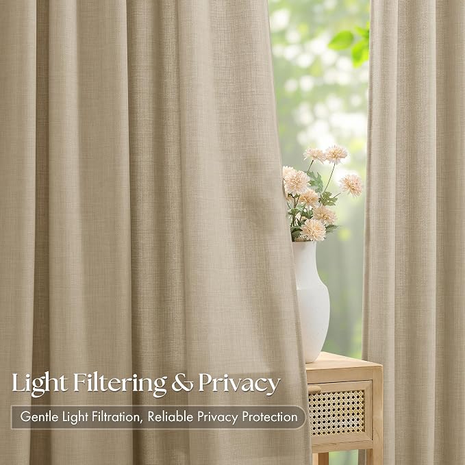 Extra Long 108 Inch Pinch Pleated Living Room Curtains 4 Panels Set, Oatmeal - Image 3