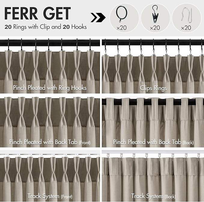 Memory Trained Pinch Pleated Curtains 90 Inches Long, Viral Linen Pinch Pleat - Image 5