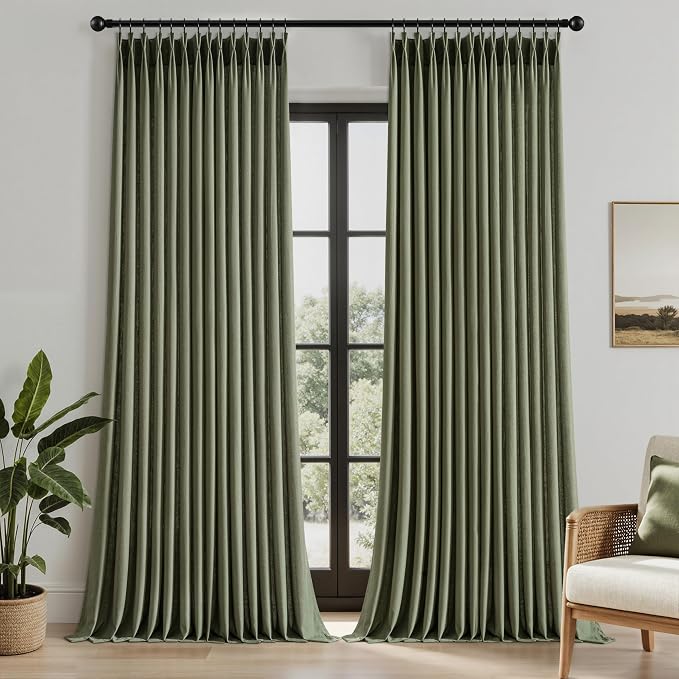 Memory Trained Pinch Pleated Curtains 108 Inches Long, Linen Pinch Pleat Sheer - Image 2