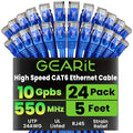 GEARit Cat 6 Ethernet Patch Cable 5 ft Blue, Cat 6 High Speed 24AWG 10Gbps RJ45 by GEARit