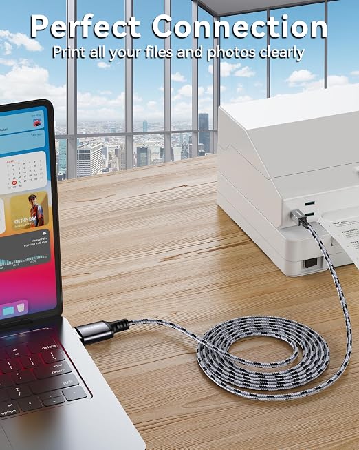 SNANSHI Active Printer Cable 40ft, Nylon Braided Heavy Duty USB 2.0 Type A to B - Image 6