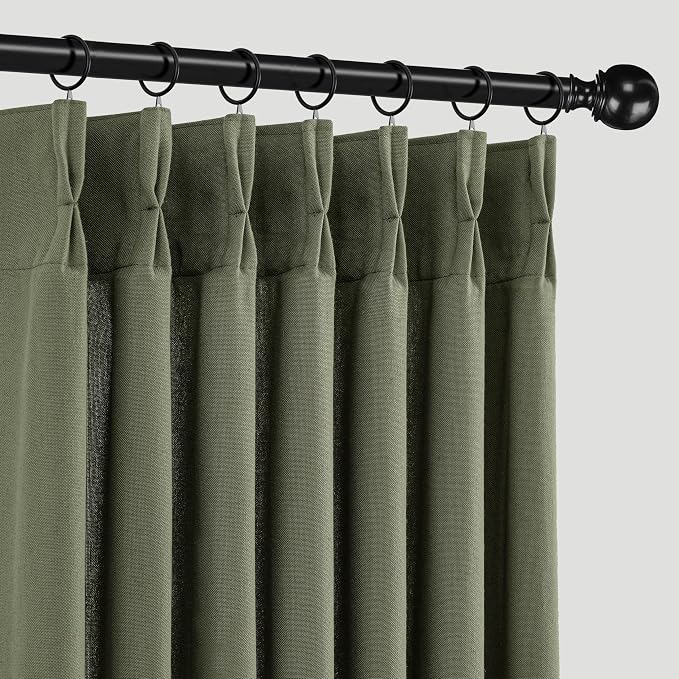 Memory Trained Pinch Pleated Curtains 90 Inches Long, Linen Pinch Pleat Sheer by ANRODUO