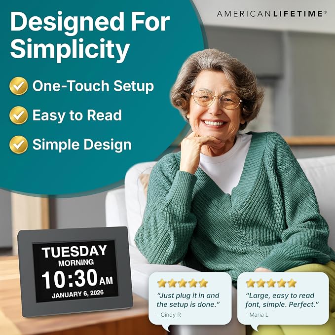 American Lifetime 【New 2024】 Dementia Clock Large Digital Clock - Image 4