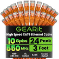 GEARit Cat 6 Ethernet Patch Cables 3 ft Orange, High Speed 24AWG 10Gbps RJ45 by GEARit