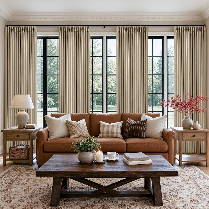 Burlywood Birch Linen Semi Sheer 105 Inch Curtains - Image 8