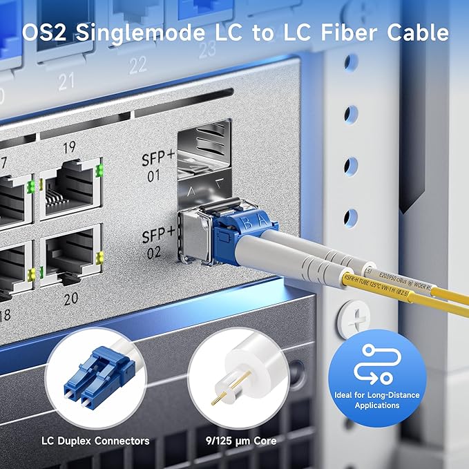 Cable Matters Plenum Rated Duplex OS2 Single Mode Fiber Optic Patch Cable - 5m - Image 2