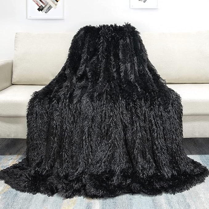Tuddrom Decorative Extra Soft Faux Fur Throw Blanket 50" x 60", Reversible - Image 2