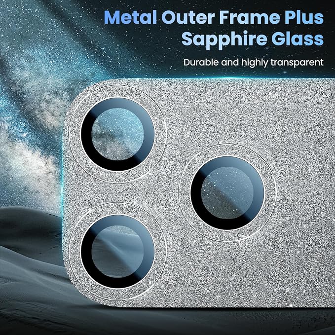 Uyiton for iPhone 17-Pro-Max Camera-Lens Protector: Bling Metal Tempered Glass - Image 4