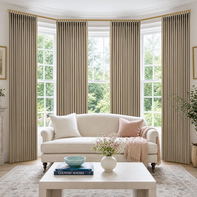 120 Inch Extra Long Light Brown Curtains by Twodrapes
