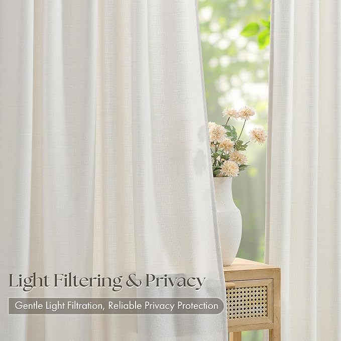 Natural Cream Linen Pinch Pleated 92 Inch Curtains - Image 3