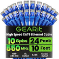 GEARit Cat 6 Ethernet Patch Cable 10 ft Blue, High Speed 24AWG 10Gbps RJ45 by GEARit