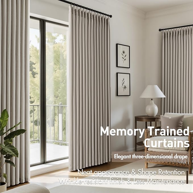 Memory Trained Pinch Pleated Curtains 92 Inches Long, Viral Linen Pinch Pleat - Image 4