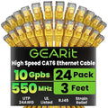 GEARit Cat 6 Ethernet Patch Cables 3 ft Yellow, High Speed 24AWG 10Gbps RJ45 by GEARit