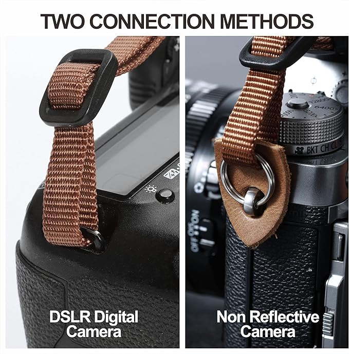 Olive Green Camera Strap, Double Layer top-grain Cowhide Ends, 1.5"Wide Pure - Image 4