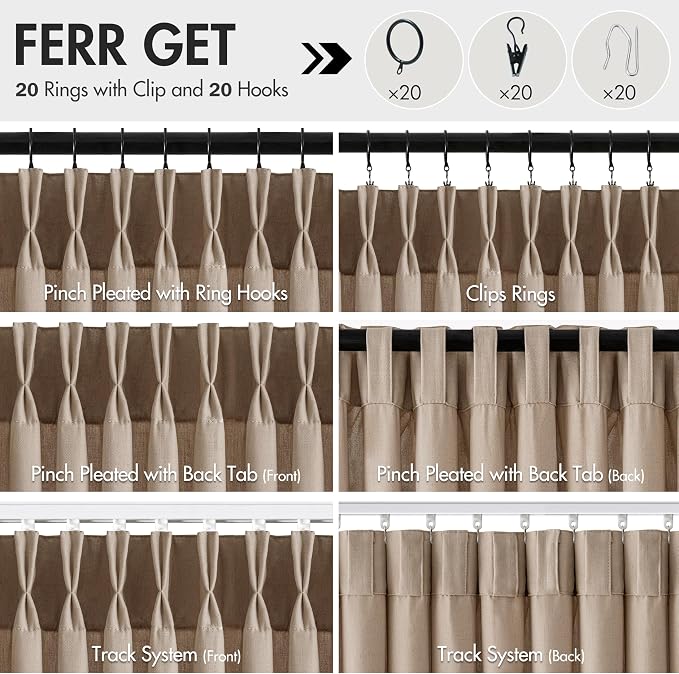 Memory Trained Pinch Pleated Curtains 96 Inches Long, Viral Linen Pinch Pleat - Image 5