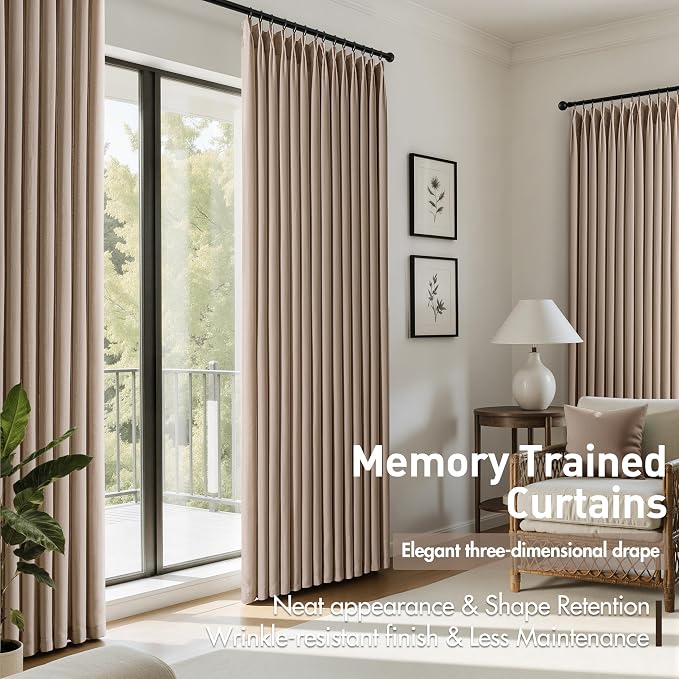 Memory Trained Pinch Pleated Curtains 96 Inches Long, Viral Linen Pinch Pleat - Image 3