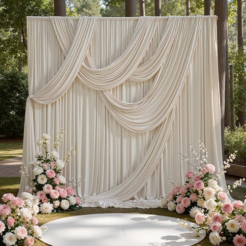 10ft x 15ft Beige Backdrop Curtains by CO-AVE