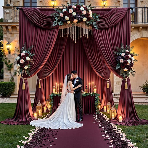 20ft x 15ft Burgundy Backdrop Curtains - Image 2