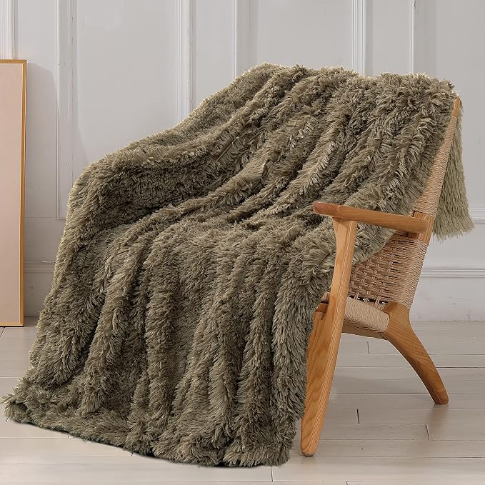 Tuddrom Decorative Extra Soft Faux Fur Throw Blanket 70"x78", Solid Reversible by Tuddrom