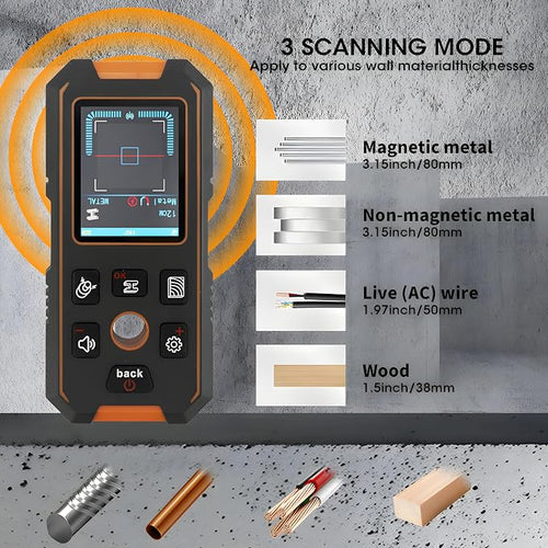 3 in 1 Stud Finder Wall ScannerLaser Distance Meter, Wood AC Wire, Upgraded - Image 2