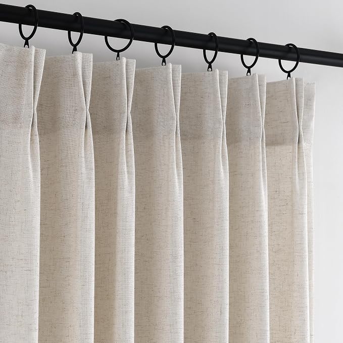 Memory Trained Pinch Pleated Curtains 84 Inches Long, Viral Linen Pinch Pleat by ANRODUO