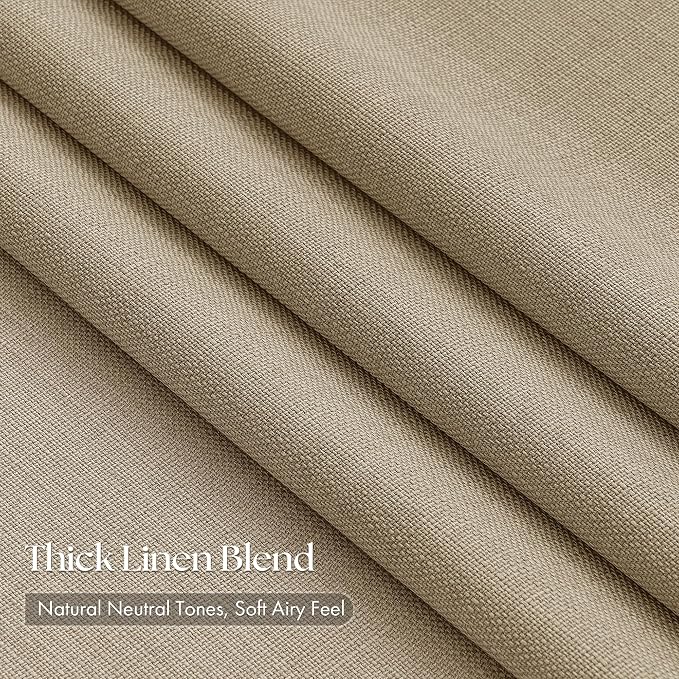 Linen Pinch Pleated Curtains 90 Inches Long 4 Panels Set, Burlywood Birch - Image 2