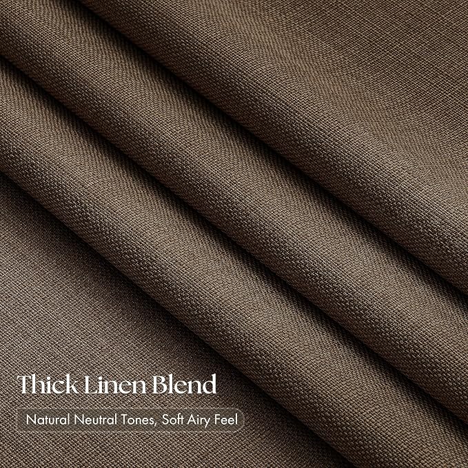 Chocolate Brown Pinch Pleated Linen Curtains 84 Inches Long - Image 2